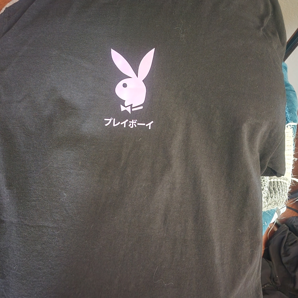 PLAYBOY Black Tee with Pink Logo